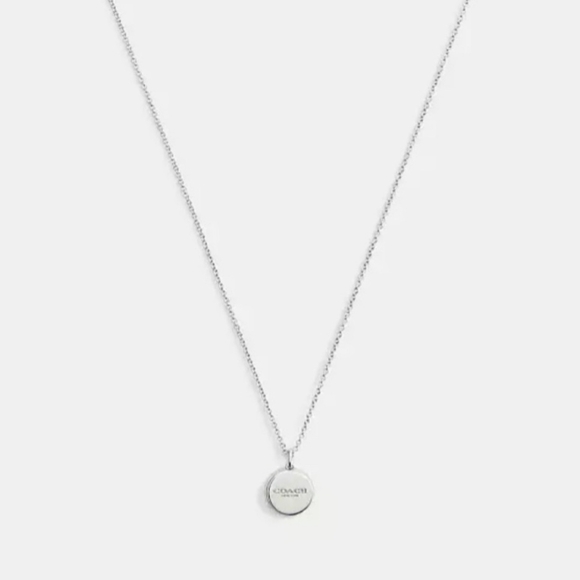 Coach Logo Silver Tone Bottle Cap Pendant Necklace NWT - Picture 1 of 6